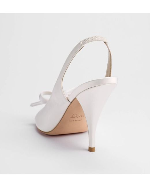 Dior White Bow Heeled Slingback Sandal