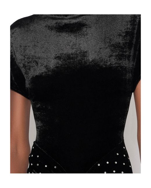 Alaïa Black Crystal-Embellished Draped Maxi Dress
