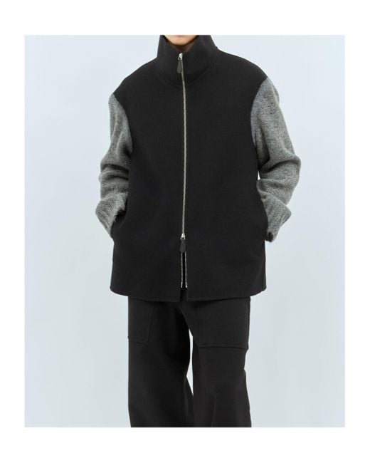 Jil Sander Black Knitted Zipped Jacket for men
