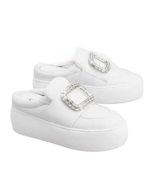 Roger Vivier White Viv' Up Mules