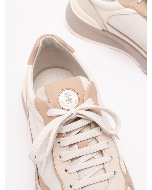 Brunello Cucinelli Pink Panelled Low Top Sneakers for men