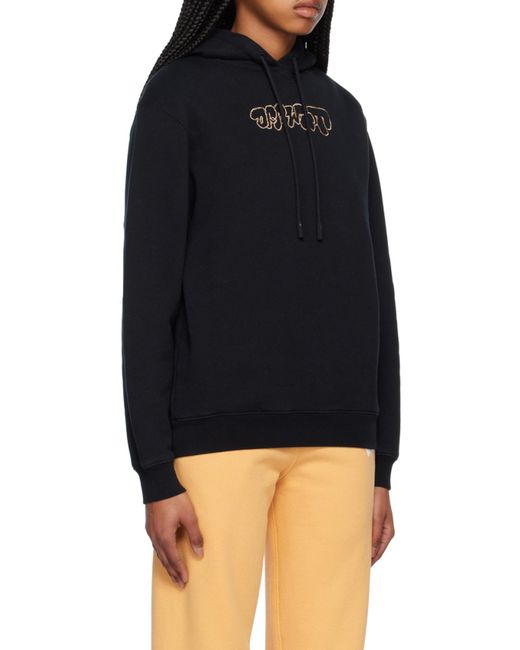 Off-White c/o Virgil Abloh Blue Logo-Embroidery Rib-Trimmed Hoodie