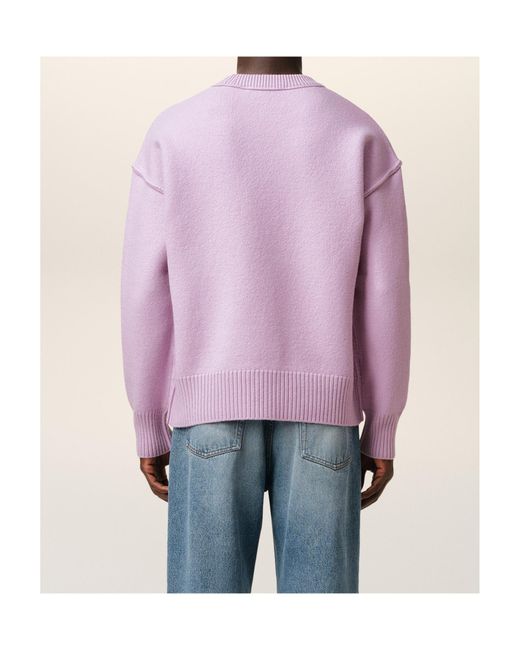 AMI Purple Ami De Coeur Crewneck Knitted Jumper for men