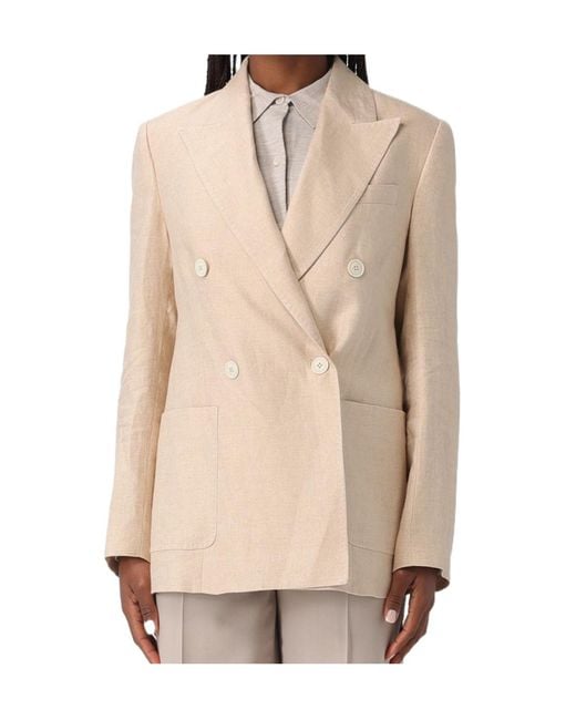 Eleventy Natural Double-Breasted Blazer