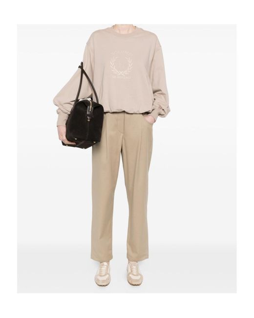Brunello Cucinelli Natural Graphic Crew-Neck Sweatshirt