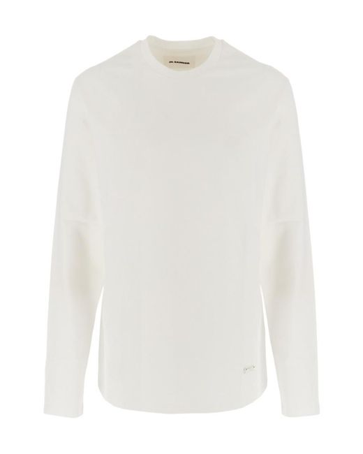 Jil Sander White Long-Sleeved Crewneck T-Shirt for men