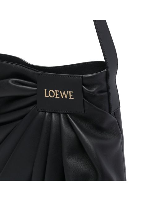 Loewe Black Logo Platch Draped Shoulder Bag