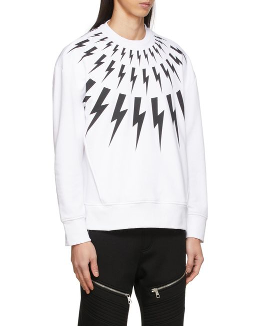 Neil Barrett White Graphic-Print Long-Sleeved Jumper for men