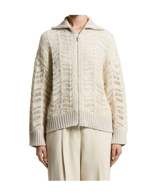 Peserico White Openwork Knit Cardigan