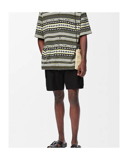 Loewe Black Logo Patch Cargo Shorts for men