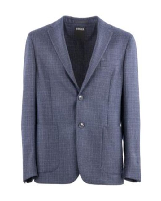 Zegna Blue Long-Sleeved Suit Coat for men