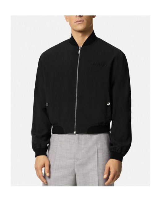 Versace Black Barocco Sea Reversible Zipped Bomber Jacket for men