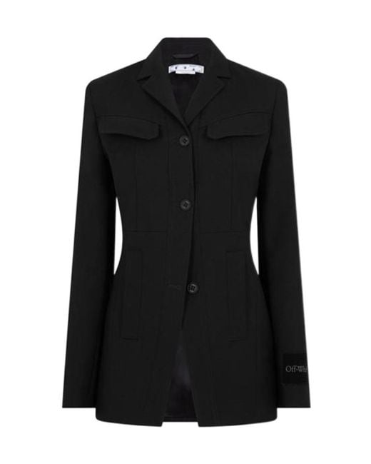 Off-White c/o Virgil Abloh Black V-Neck Suit Coat