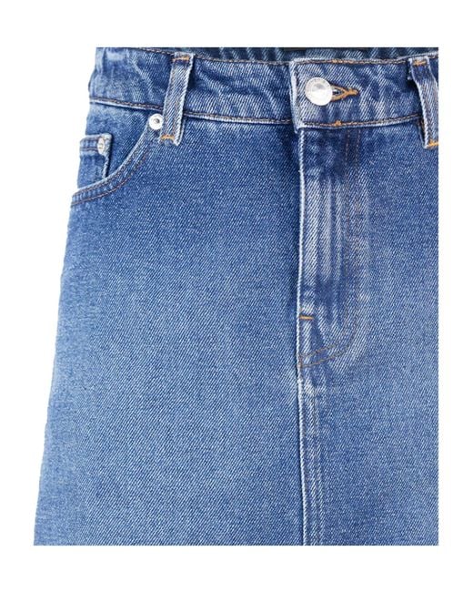 A.P.C. Blue A-Line Mini Denim Skirt