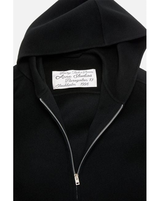 Acne Black Hooded Zip-Up Sweater for men
