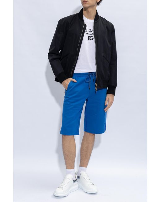 Dolce & Gabbana Blue Thigh-Length Drawstring Track Shorts for men