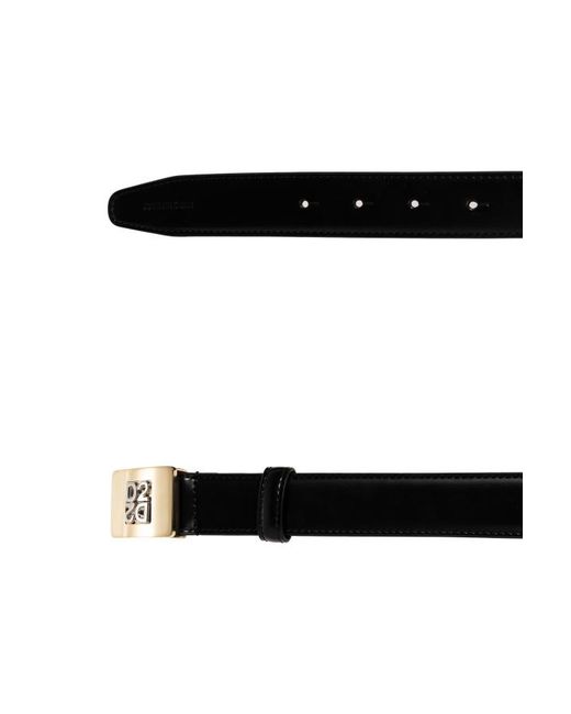DSquared² White Logo-Plaque Leather Belt for men