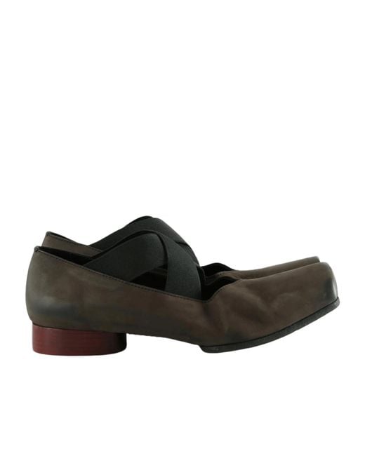 Uma Wang Black Square-Toe Ballet Flats