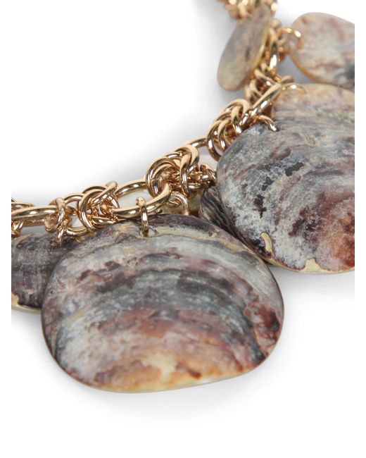 Rabanne Metallic Polished Shell-Discs Necklace
