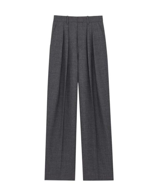 Saint Laurent Gray Wool Wide Leg Pants