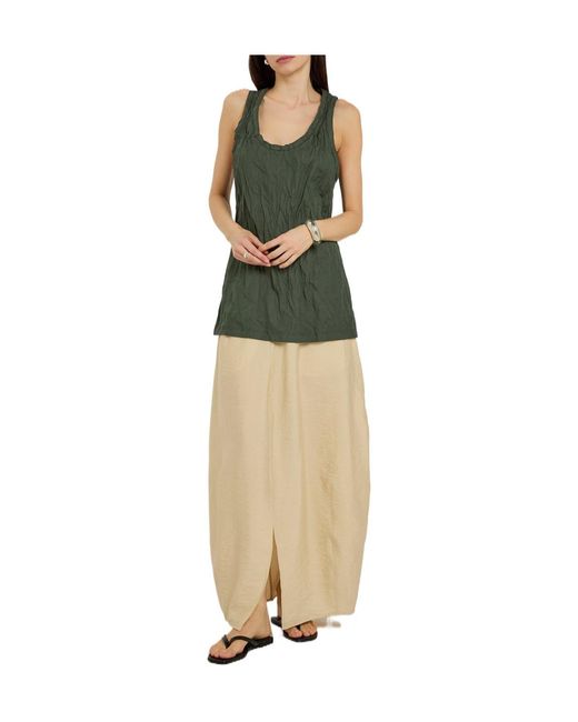 Totême Green Crinkled Cotton-Blend Poplin Tank Top