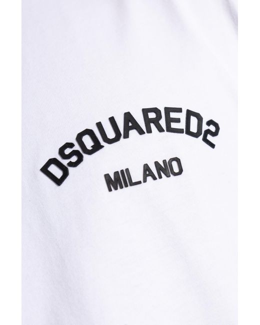 DSquared² White Logo Debossed Crewneck T-Shirt for men