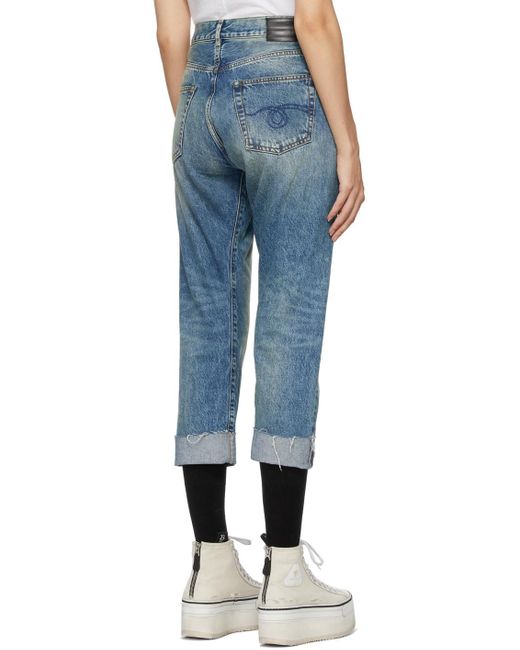 R13 Blue Crossover Cropped Jeans