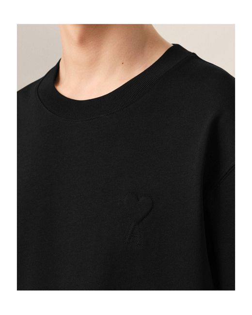 AMI Black Ami Ami De Coeur Short-Sleeved Crewneck T-Shirt for men