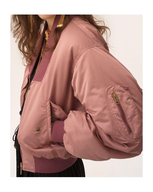 Chloé Pink Chloé Maxi-Collar Bomber Jacket