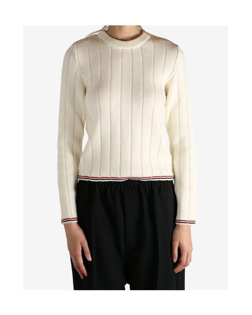 Thom Browne Natural Long-Sleeve Sweater