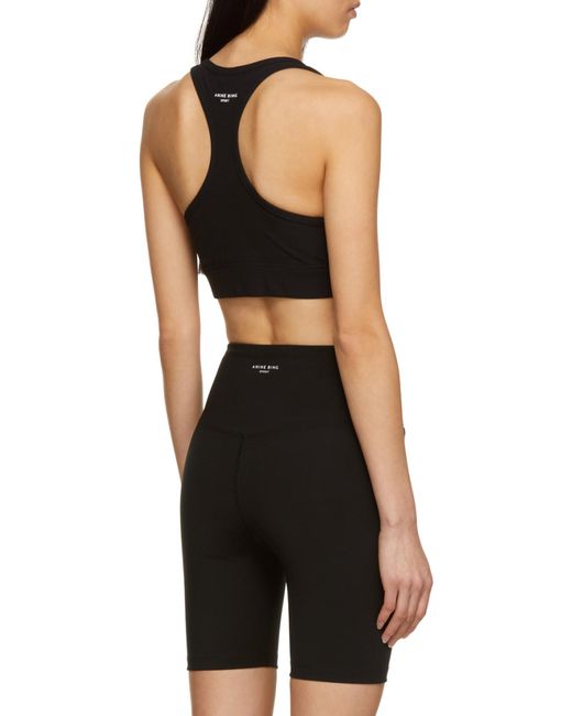Anine Bing Black Logo-Print Sports Bra
