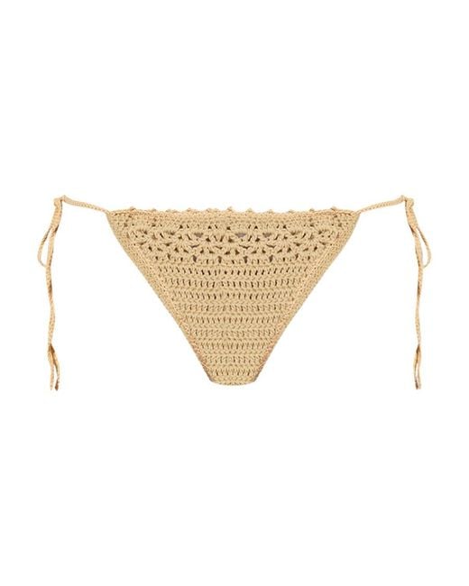 Cult Gaia White Side-Tie Crochet Bikini-Bottoms