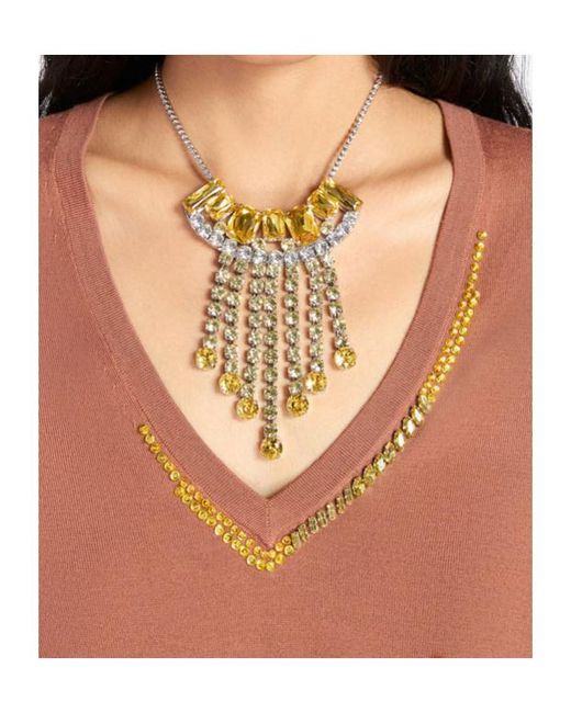 Dries Van Noten Metallic Strass Fringed Necklace