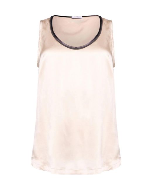Brunello Cucinelli Pink Sleeveless Crew-Neck Solid Top