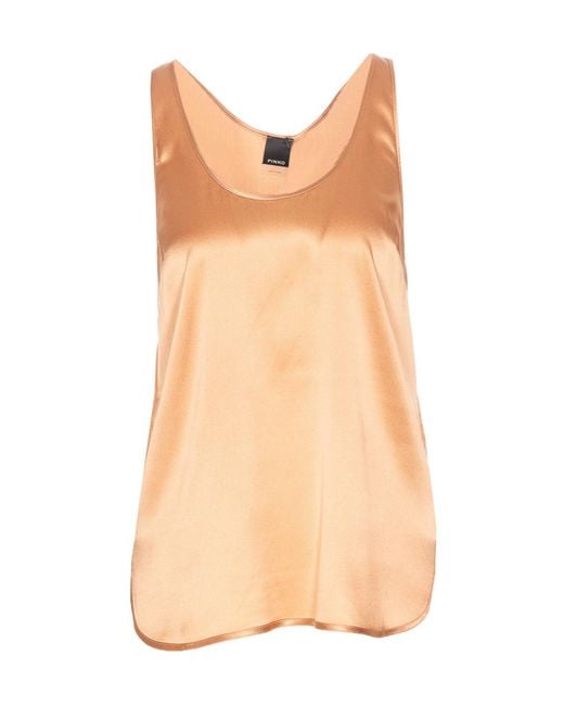 Pinko Orange Crewneck Satin Tank Top