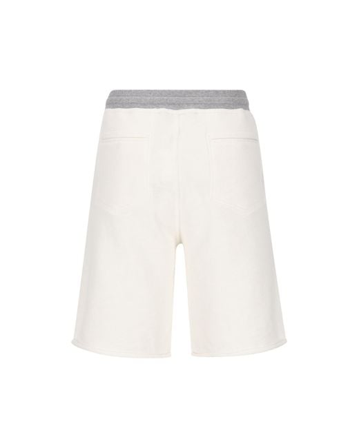 Brunello Cucinelli White French Terry Bermuda Shorts for men