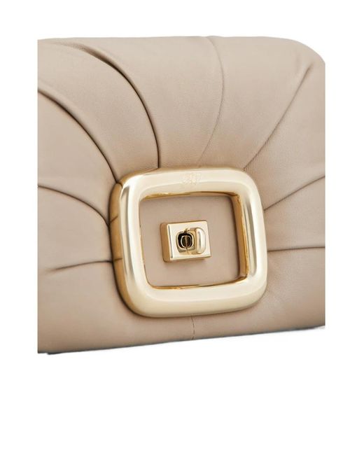 Roger Vivier Brown Logo Engraved Foldover Top Shoulder Bag