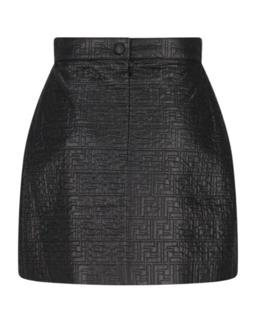 Fendi Gray Ff Quilted Front-Slit Mini Skirt