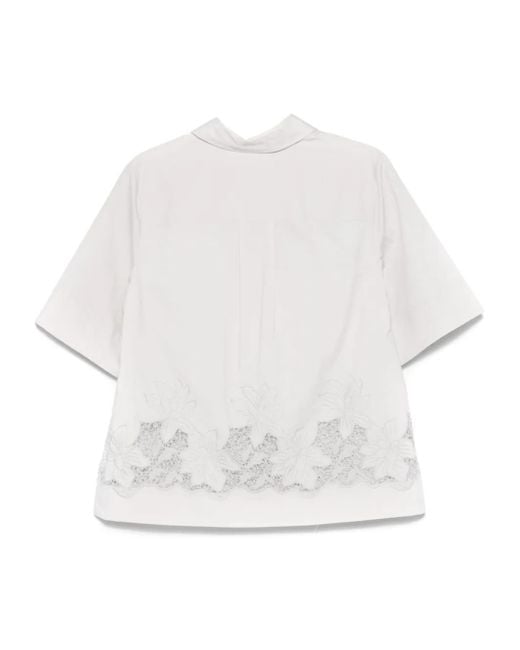 P.A.R.O.S.H. White Flora-Embroidered Blouse