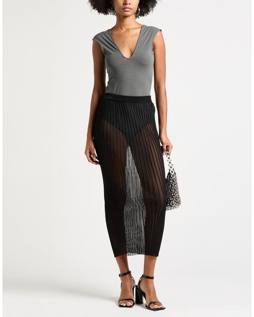 Sportmax Black Minimalist Solid Color Midi Skirt