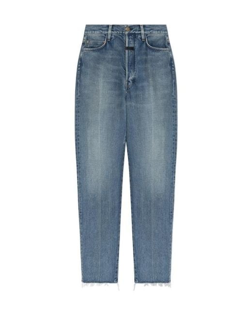 Fear Of God Blue Logo Detailed Straight Leg Jeans