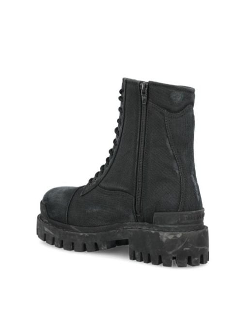 Balenciaga Black Combat Strike Canvas Boots for men