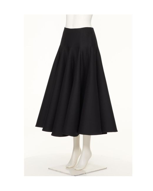 Valentino Black Crepe Couture Flared Midi Skirt