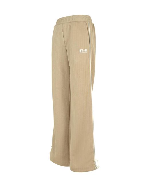 Golden Goose Deluxe Brand Natural Striped Logo Printed Straight-Leg Track Pants