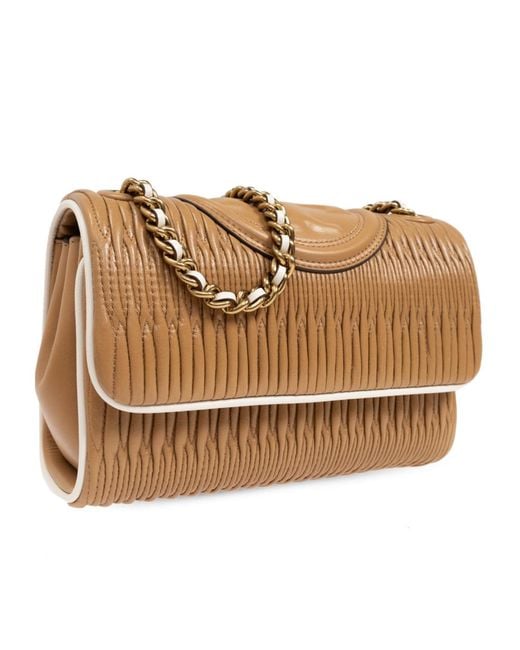 Tory Burch Brown Fleming Soft Pleat-Detailed Small Shoulder Bag