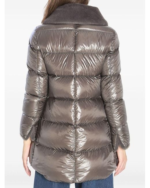 Herno Brown Zippered Quilted Down Jacket