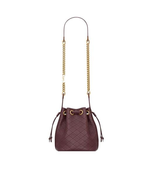 Saint Laurent Purple Cassandre Logo Plaque Bucket Bag
