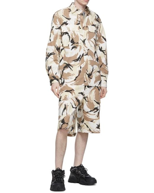 KENZO White Tropic Camo Print Cargo Shorts for men