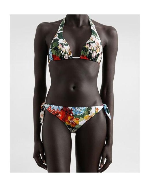 Dolce & Gabbana White Floral Motif Two-Piece Swimsuit
