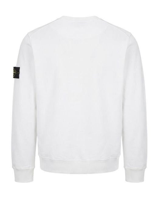 Stone Island White Long-Sleeve Sweatshirt for men